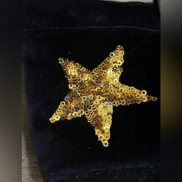BRAND NEW India Hicks Blue Velvet Clutch Sequined Star - Picture 2 of 5